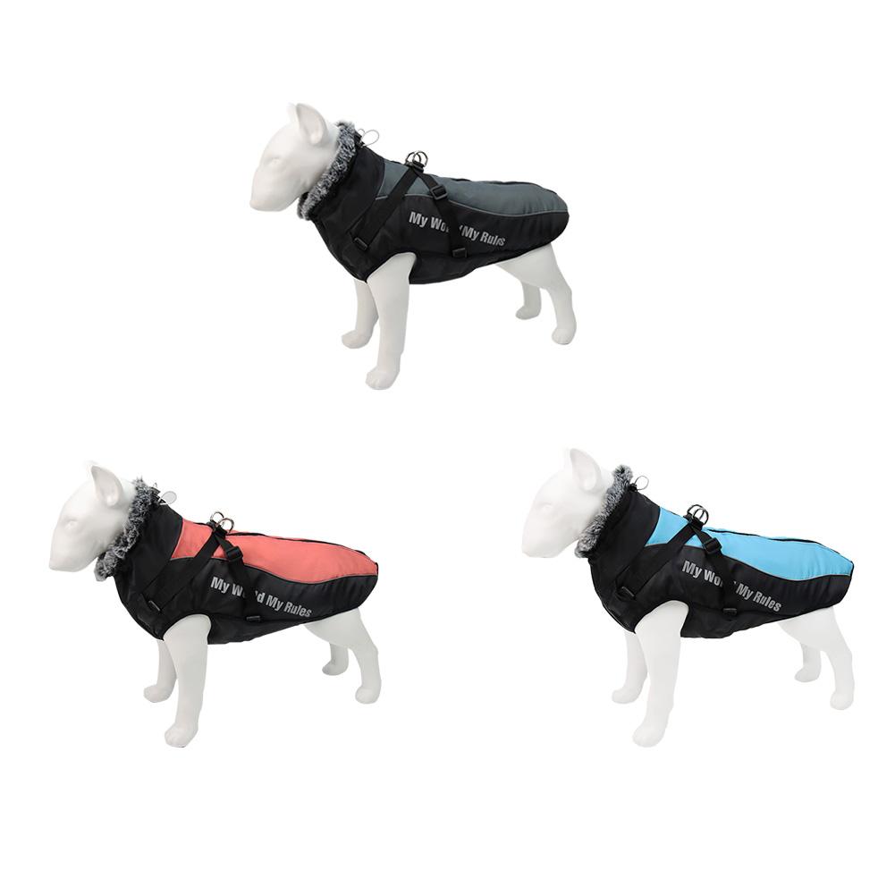 Reflective Fur Collar Pet Jacket Warm Puppy Dog Outdoor Travel Clothing