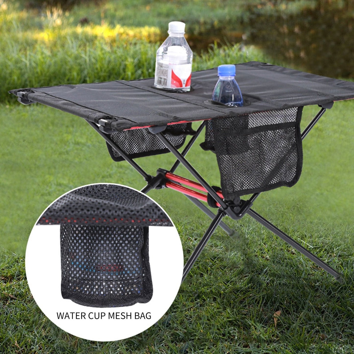 Outdoor Camping Table with Mesh Storage Bag Fordable Desk for Camping BBQ